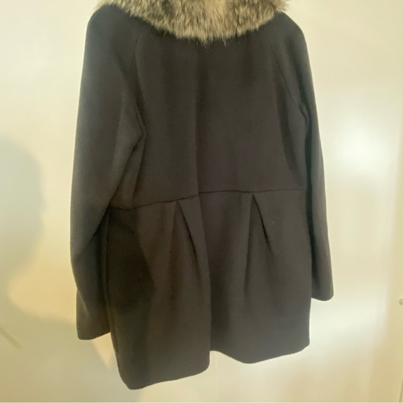Rebecca Taylor grey coat with faux fur accent  collar - Picture 4 of 10